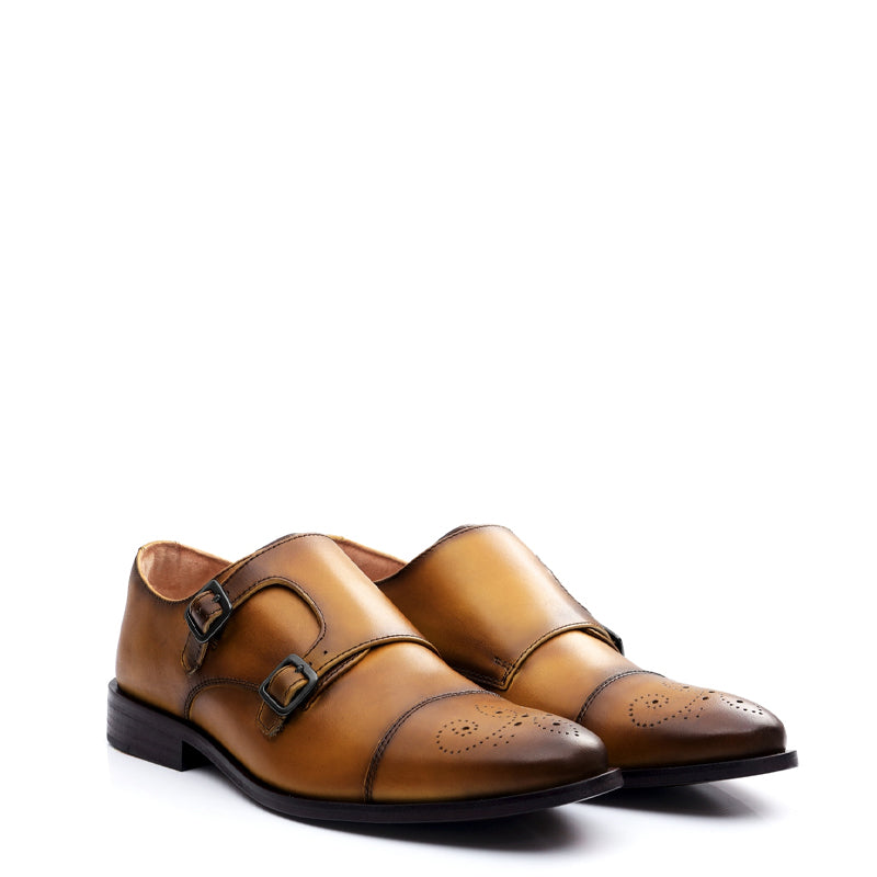 Premium ToeCap Double Monk Strap Leather Shoes