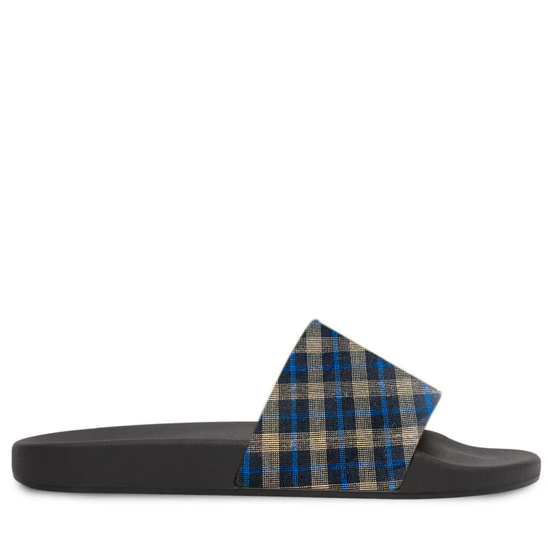 Men's Checked Pattern Tartan Slides