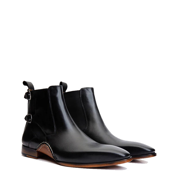 Stylish Leather Woven Chelsea - Black