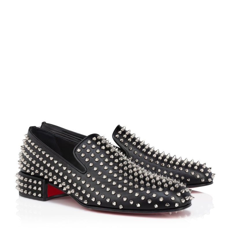 Men Slip-On Velvet Stud Leather Loafers hover image