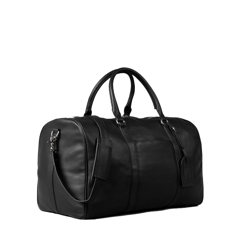 Darrio Black Leather Duffle Bag