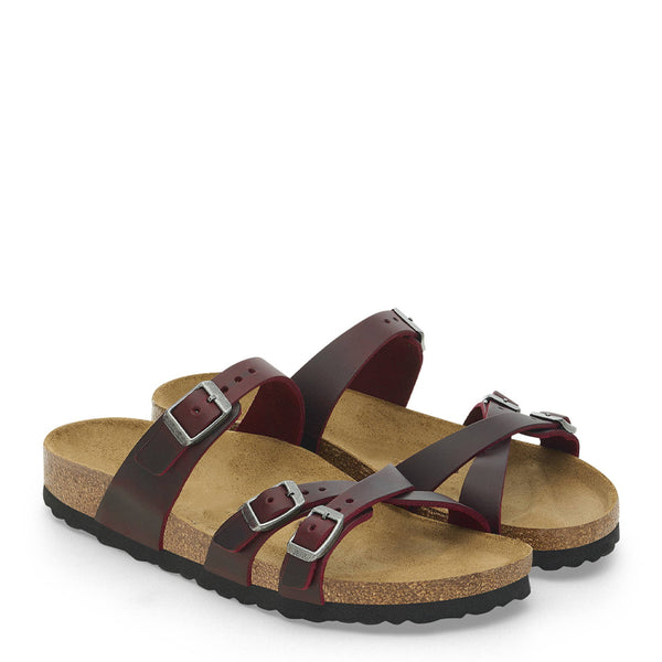 Obsidian Leather Oiled Sandals - Maroon
