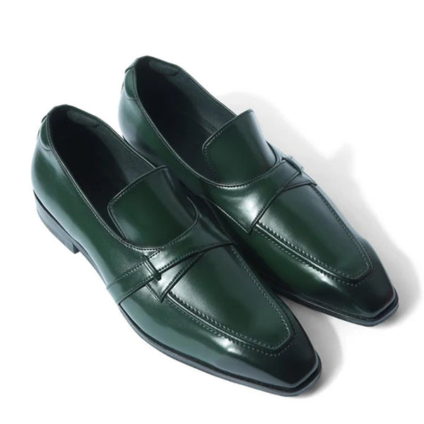 Classic Design Polished Shiny Leather Loafer - Green