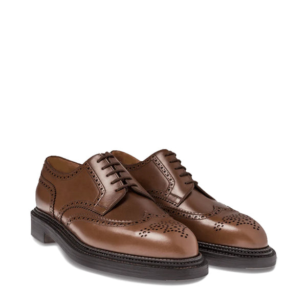 Triple Sole Derby Leather Shoes For Men - Brown