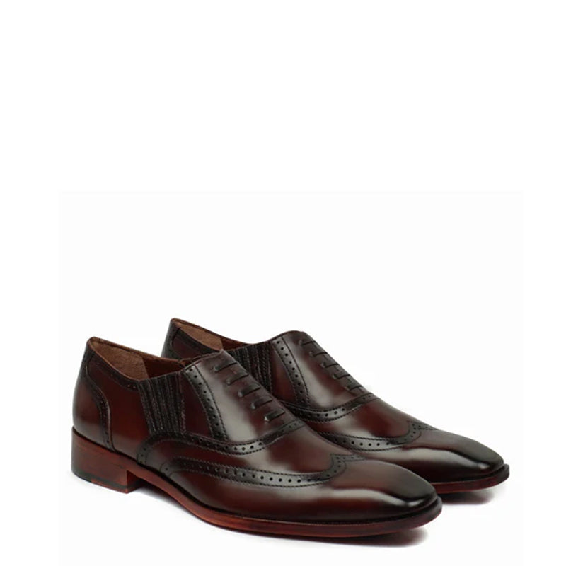 Leather Square Toe Lace-Up Oxford Brown Shoe