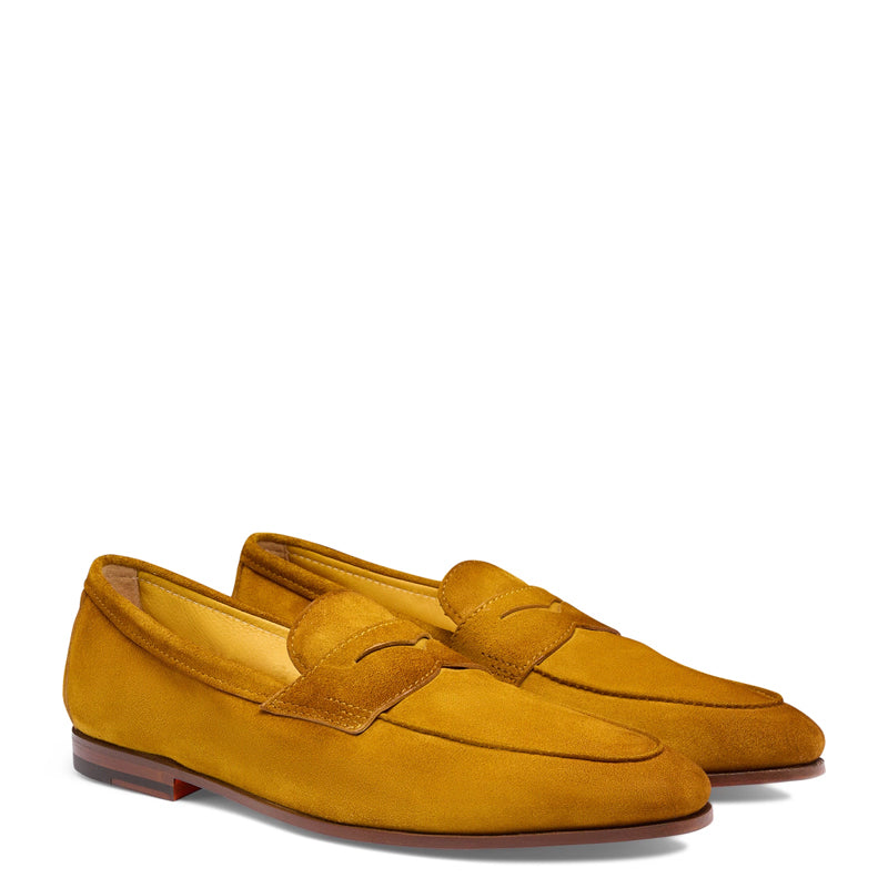 Men’s Brown Suede Penny Loafers – Classic Slip-On
