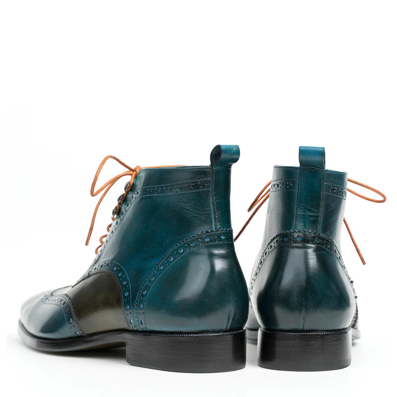 Men Solid Leather Wingtip Ankle Boot Brown