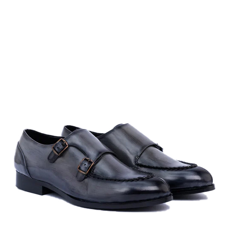 Premium Leather Double Monk Straps Shoes