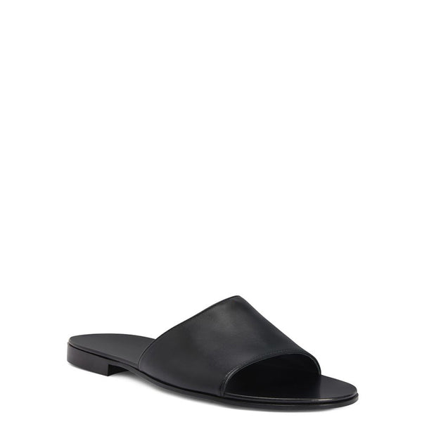 Plain Open Toe Flats Leather Slide