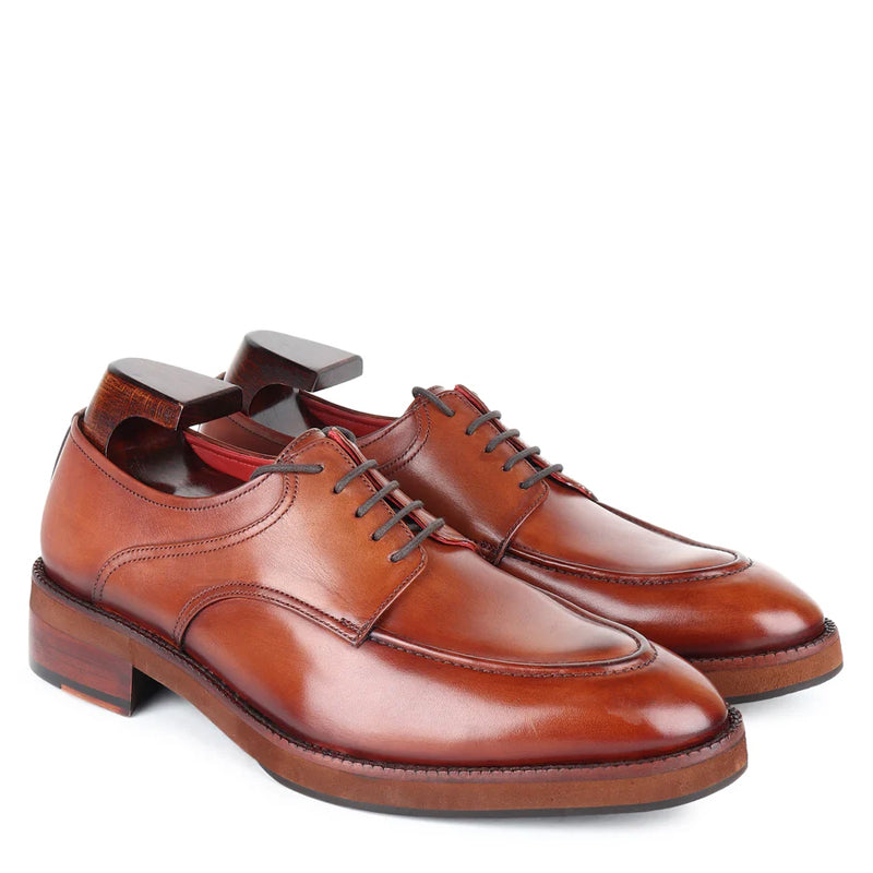 Men Handpainted Solid Leather Derby Shoes