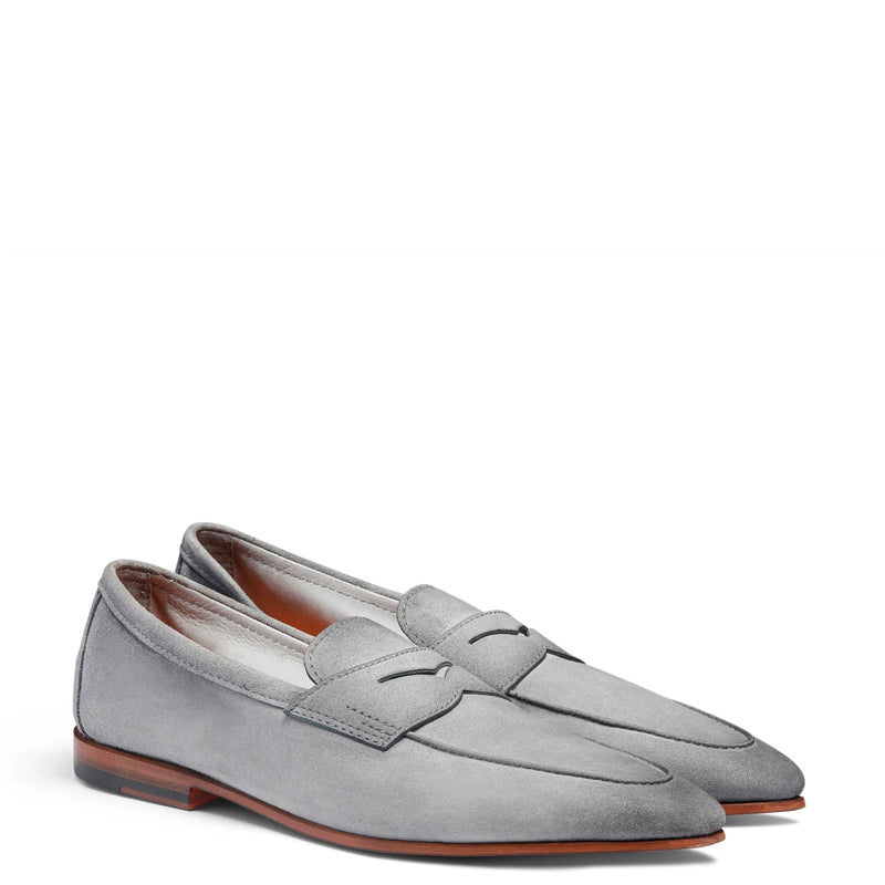Men’s Brown Suede Penny Loafers – Classic Slip-On