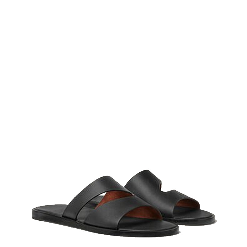 Stylish Double Strap Leather Daily Wear Slipper