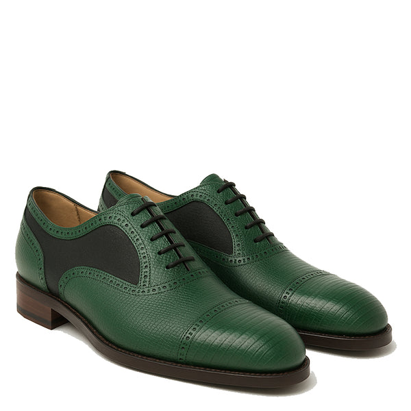 Luxury Leather Lace Up Dual Textured Oxford Shoes