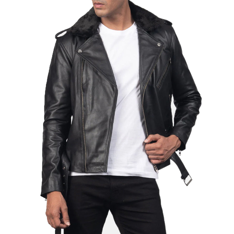 Furton Leather Biker Jacket For Men