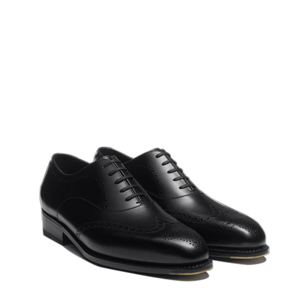Classic Design Polished Leather Formal Oxford Shoes - Black