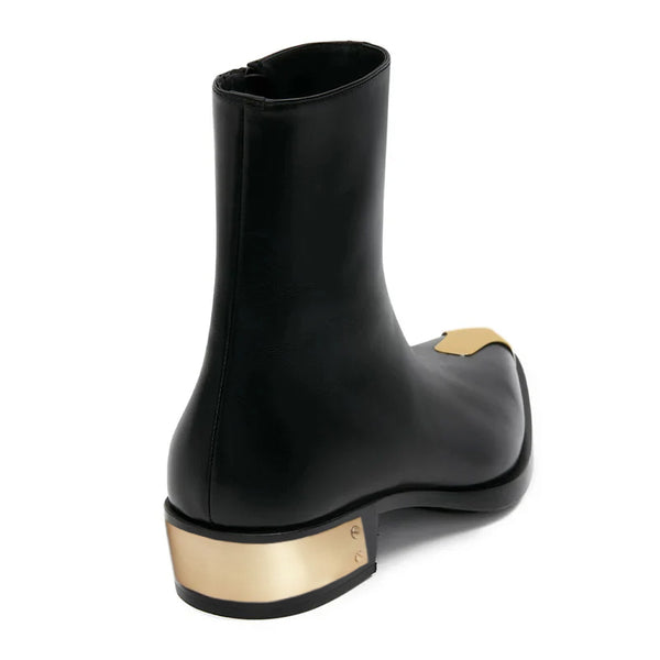 Punk Leather Boots Golden Toe Shoe