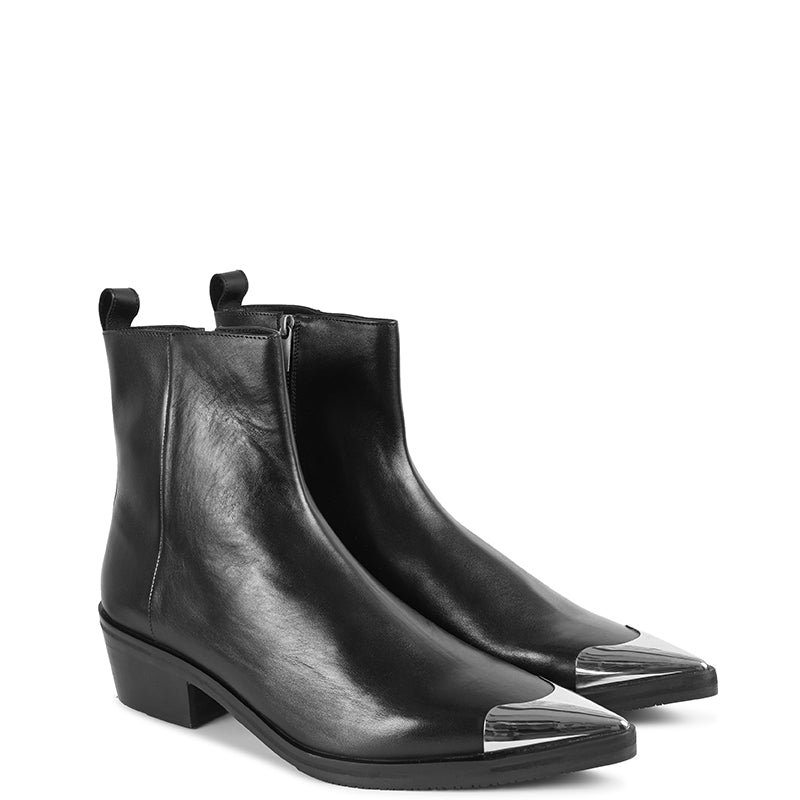 Luxury Premium Metal-Toe Leather Side-Zipper Boots For Men