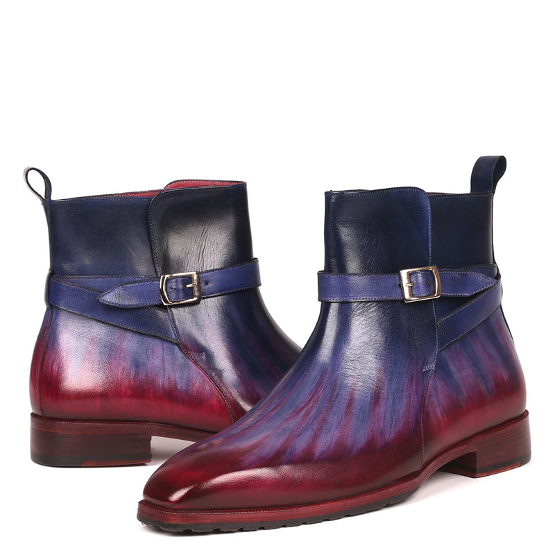 Premium Patina Leather Purple Jodhpur Boot With Buckle