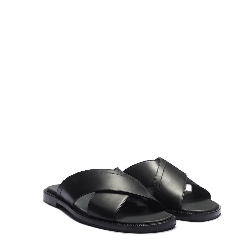 Leather Cross Strap Sandals For Men