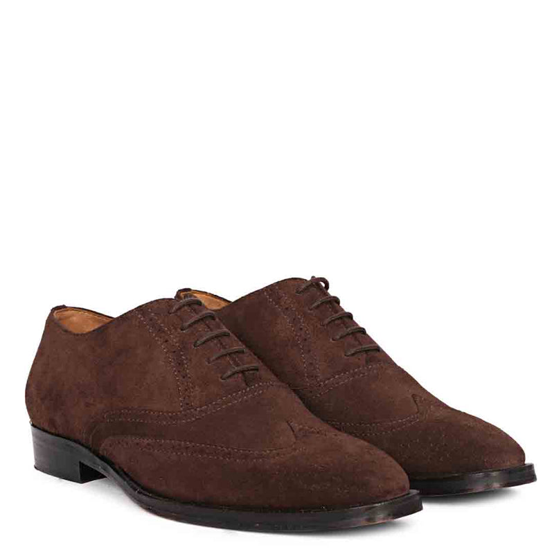 Leather Square Toe Lace Up Wingtip Oxford Shoe