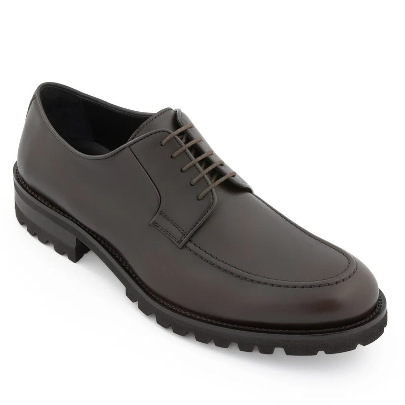 Men Classic Plain Solid Leather Black Derby Shoe