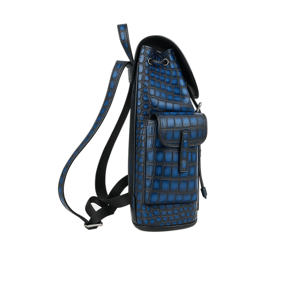 Luxury Croco Leather Backpack - Blue