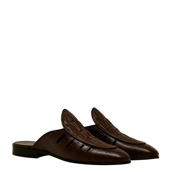 Luxury Crocodile Textured Mule
