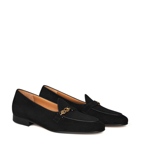 Men s Suede Loafers Sleek Shoe - Black