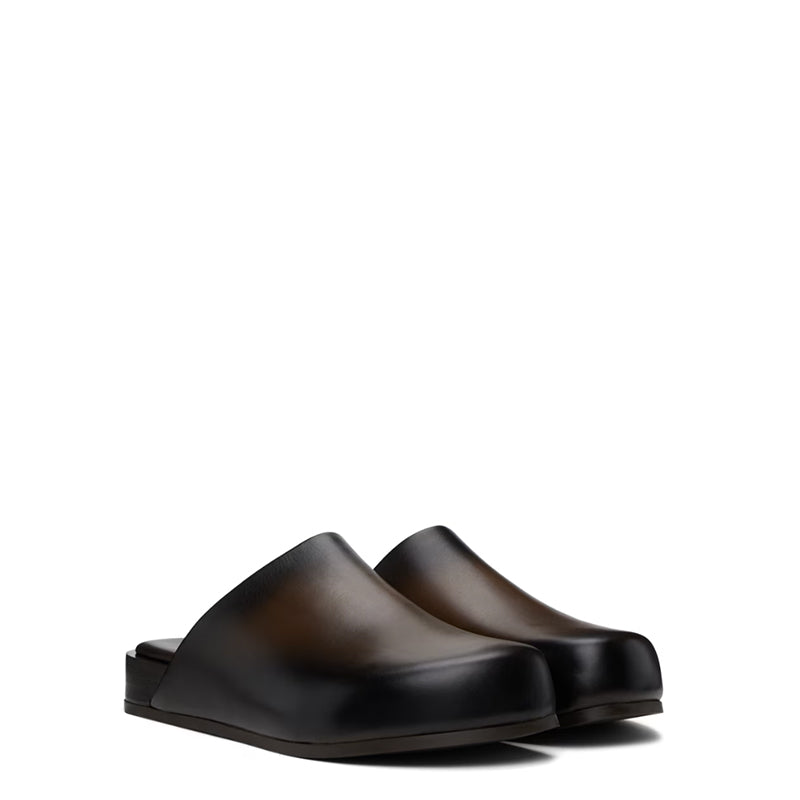 Black Leather Man Mule