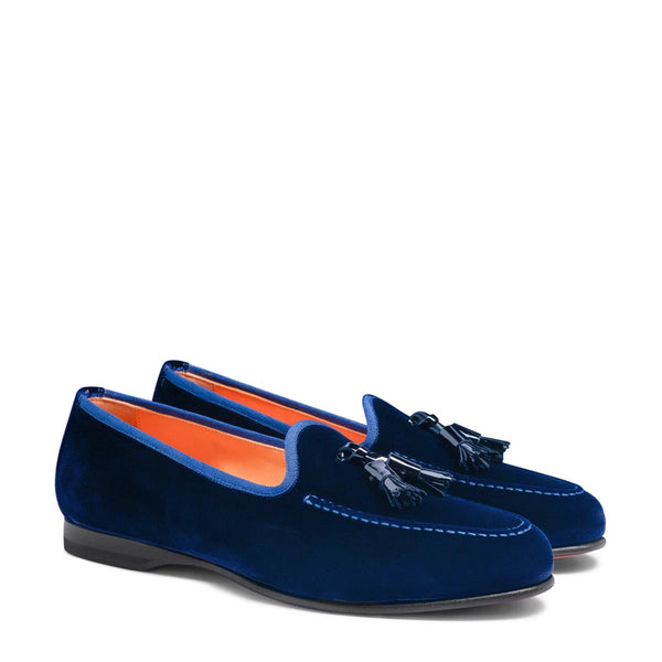 Suede Andrea Velvet Leather Tassel Loafer - Blue