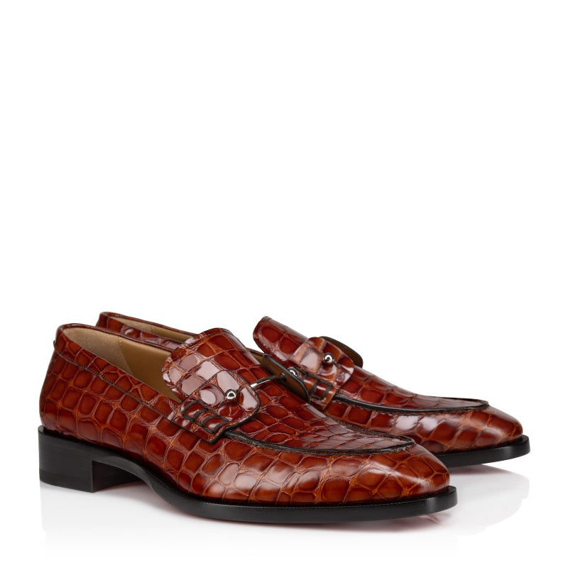 Patent Croco Print Leather Loafers For Men