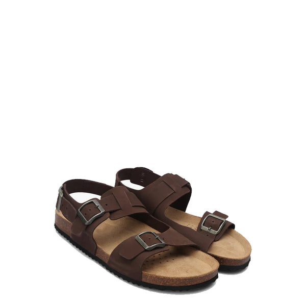 Back Strap Leather Comfort Sandal - Brown