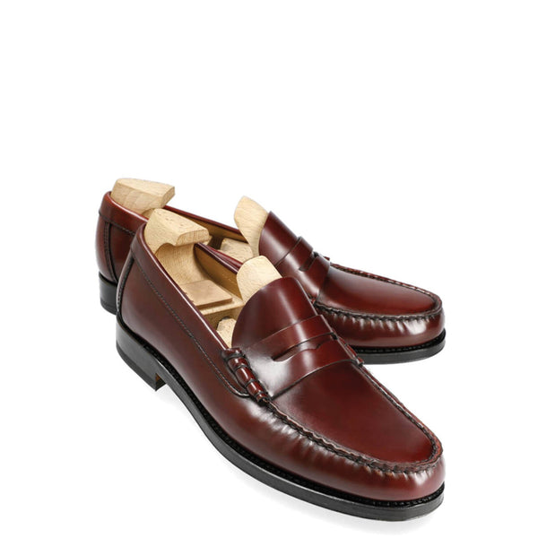 Penny Handmade Polished Leather Burgundy Loafer - Burgundy