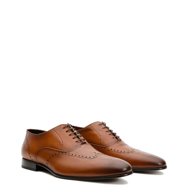 Leather Wingtip Men Shoe - Brown