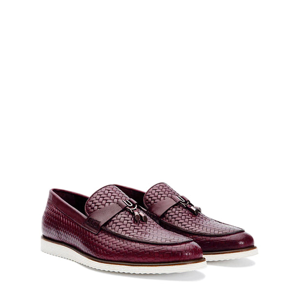 Leather Tassel Loafer for Men - Wine