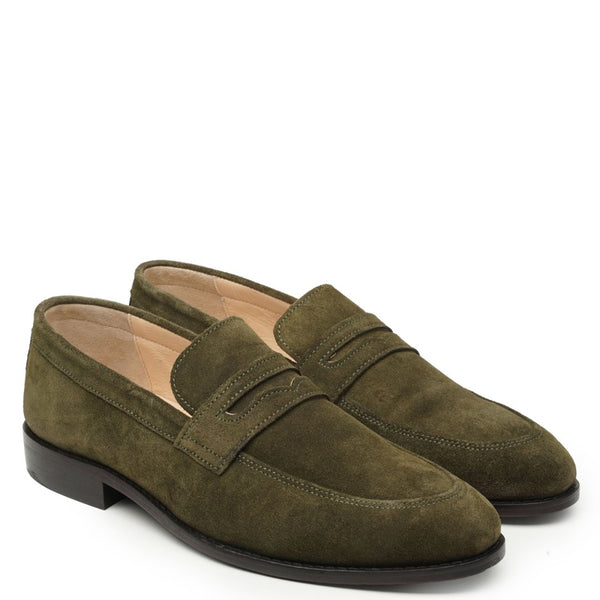Men Suede Casual Penny Leather Loafer - Green