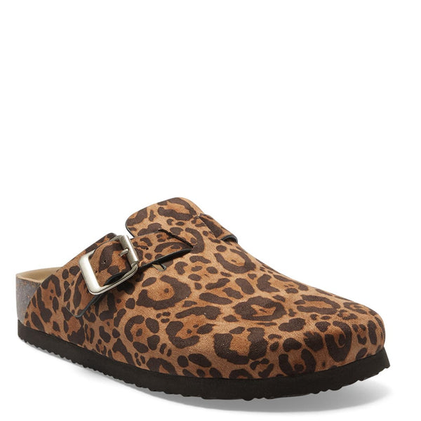 Trendy Suede Leopard Design Sandal Tan