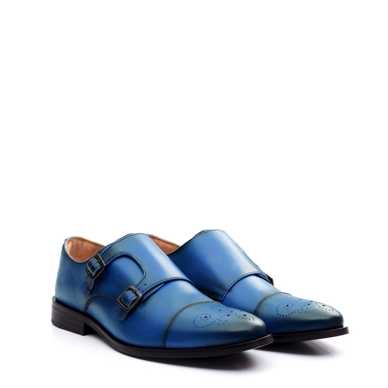 Premium ToeCap Double Monk Strap Leather Shoes