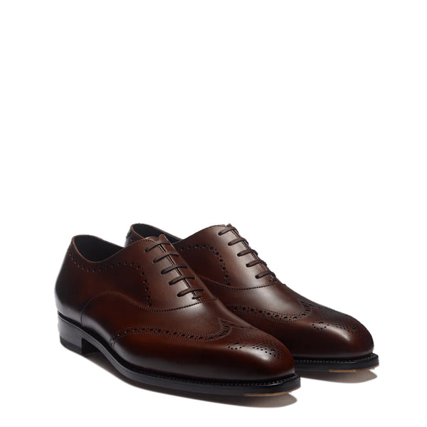 Classic Design Polished Leather Formal Oxford Shoes - Brown