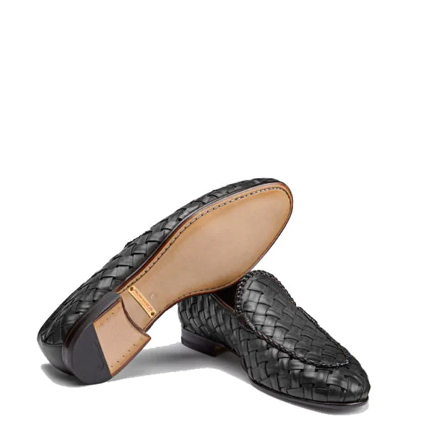 Tan Brown Weaved Leather Loafer