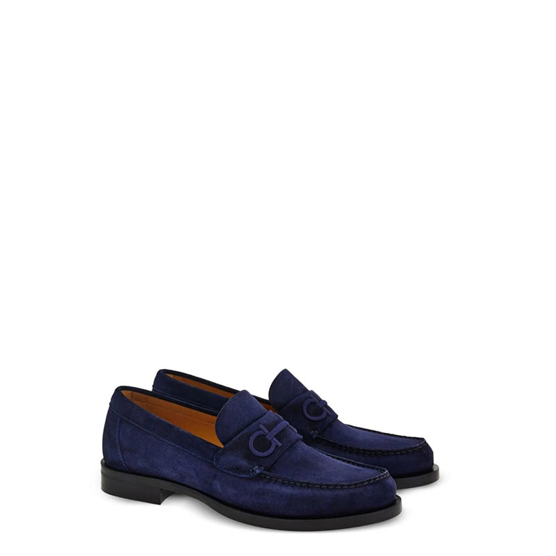 Blue Fort Ricamo Suede Loafers for Men