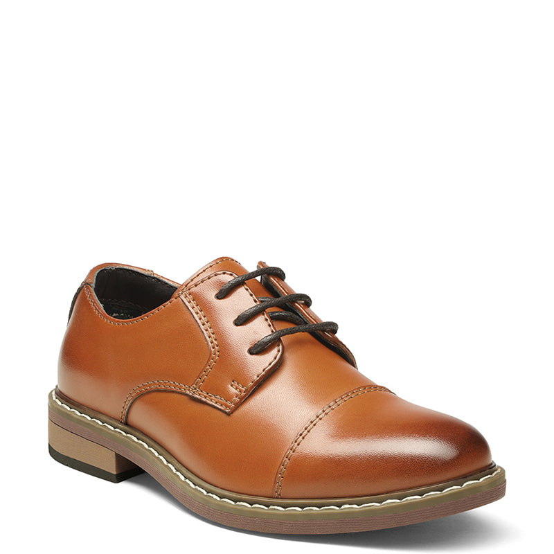 Boys' Vegan Leather Cap-Toe Dress Shoes