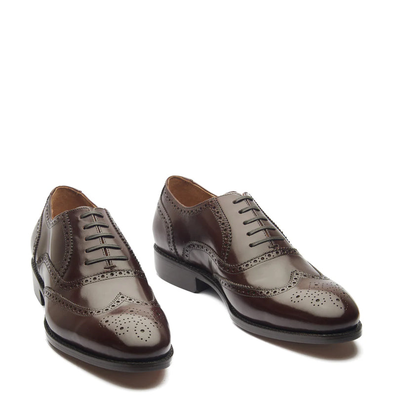 Men Lace Up Leather Wingtip Oxford Black Shoe
