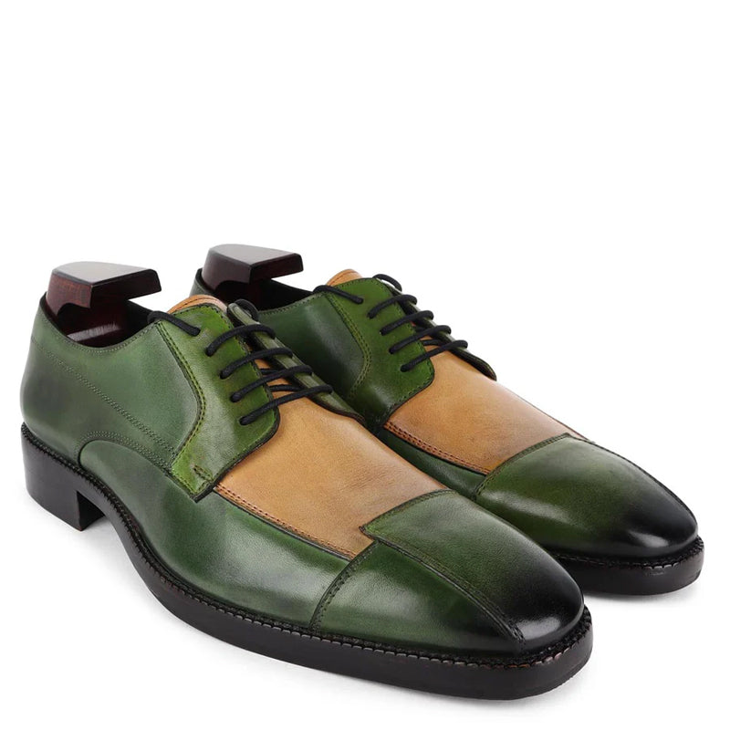 Patina Triple Tone Leather Derby Shoes