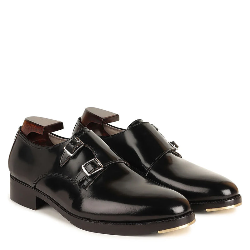 Classic Leather Formal Double Monk Straps Shoes