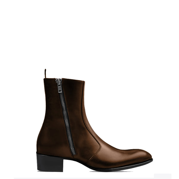 Side Zip Boot Leather - Brown