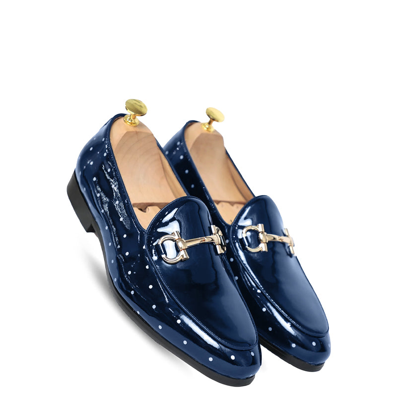 Mikey Patent Blue Slip on Shoes display picture 2
