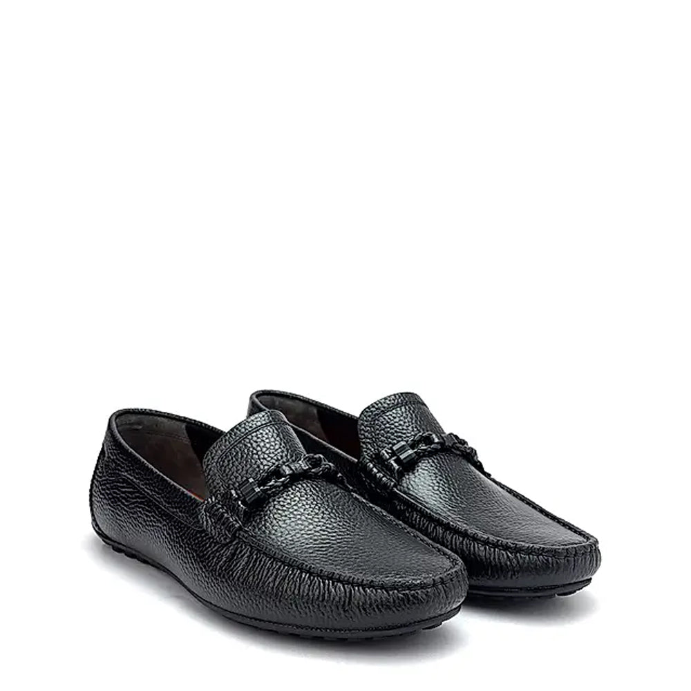Men Textured Leather Driving Loafers