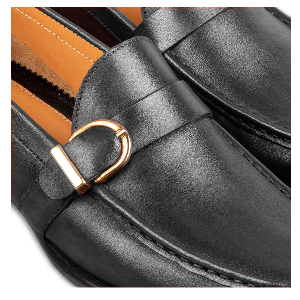 Enzo Black Single Monk Strap Shoes