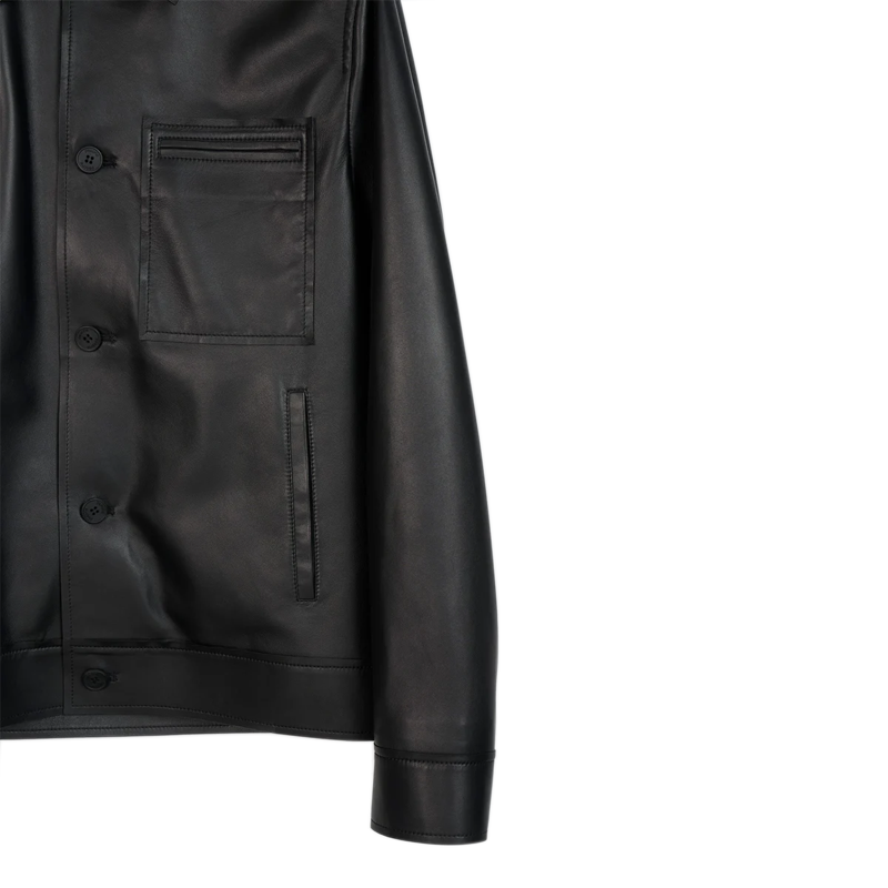 Men Black Slim Fit Leather Jacket